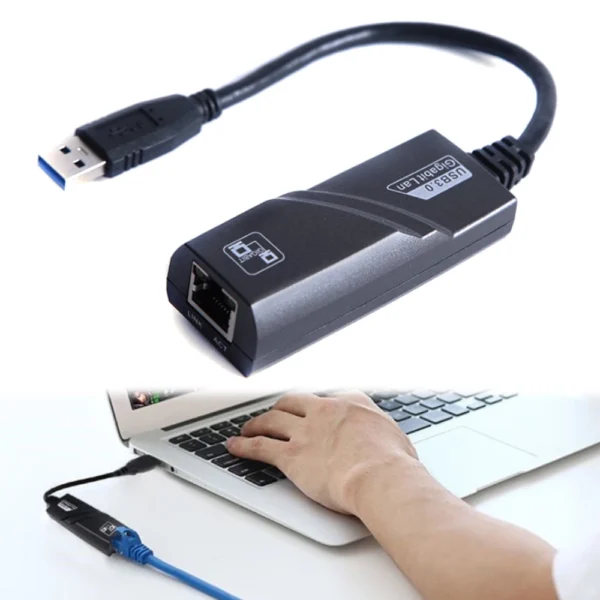 USB 3.0 to RJ45 Gigabit Ethernet Adapter for PC, Laptop & Mac
