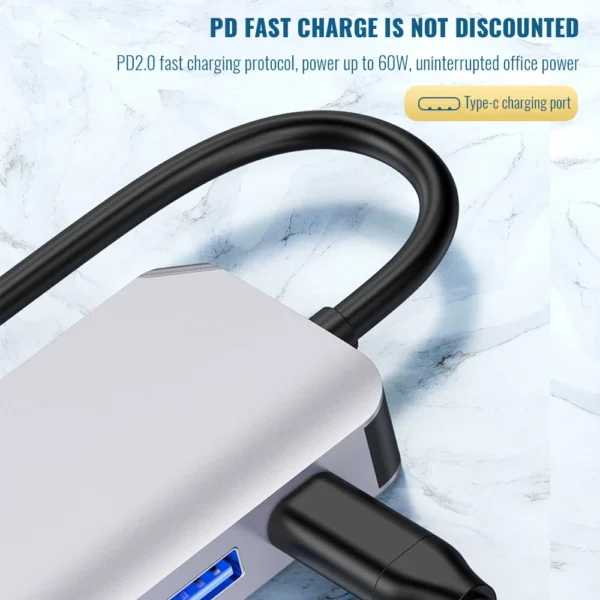USB-C 3.0 Hub with HDMI & VGA Adapter, Multi-Port Video & Data Hub for Laptop, MacBook & PC