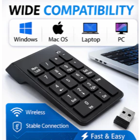 2.4GHz Wireless Numeric Keypad, Portable Number Pad for PC & Laptop