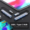 H5f722354650840098b170346553837b0j.webp 4-Port USB-C Hub, USB 3.0/3.1 Multi-Port Splitter Adapter with OTG Support for Huawei, Xiaomi, Lenovo, MacBook & PC