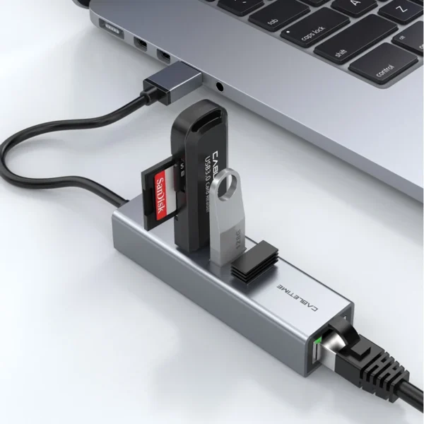 Hae91e6d536e14f77ba0725878016f3cbA.webp CABLETIME USB 3.0 Gigabit Ethernet Adapter RJ45 1000Mbps with 3-Port USB Hub for MacBook, Laptop & PC