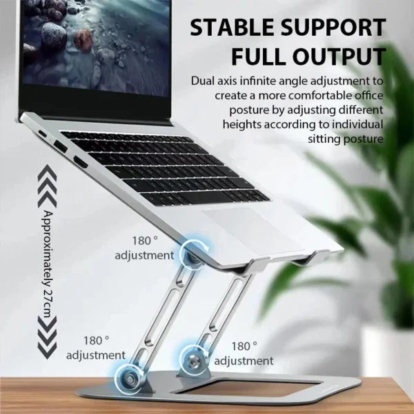 XMSJ Adjustable Carbon Steel Laptop Stand, Portable Foldable Notebook & Tablet Holder for Devices up to 17", Cooling Support for MacBook & Laptop