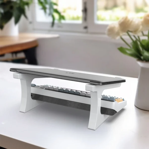S248ba62e290344638be37f88cd78f32b3.webp Ergonomic Laptop Stand with Keyboard Holder, Portable Desktop Laptop Riser for MacBook, PC & Tablet, Sturdy & Adjustable
