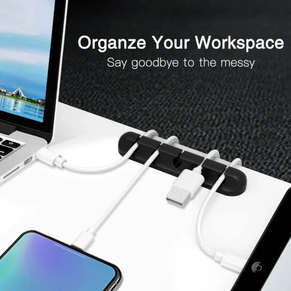 S3faab0742c064e1091117058eff54326N.webp 1 Set Silicone Cable Organizer Clips, USB Charging Cable Winder & Desktop Cable Holder for USB Cables, Mouse, Earphones & Accessories