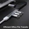S584c79383f8c4f0fae5b98ea2b981b57M.webp 4-in-1 USB-C Hub, Aluminum USB 3.0 Hub with 3 USB 2.0 Ports & 1 USB-C Port, USB Splitter & Extender for Laptop, PC & Mac