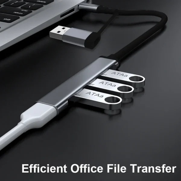 S584c79383f8c4f0fae5b98ea2b981b57M.webp 4-in-1 USB-C Hub, Aluminum USB 3.0 Hub with 3 USB 2.0 Ports & 1 USB-C Port, USB Splitter & Extender for Laptop, PC & Mac