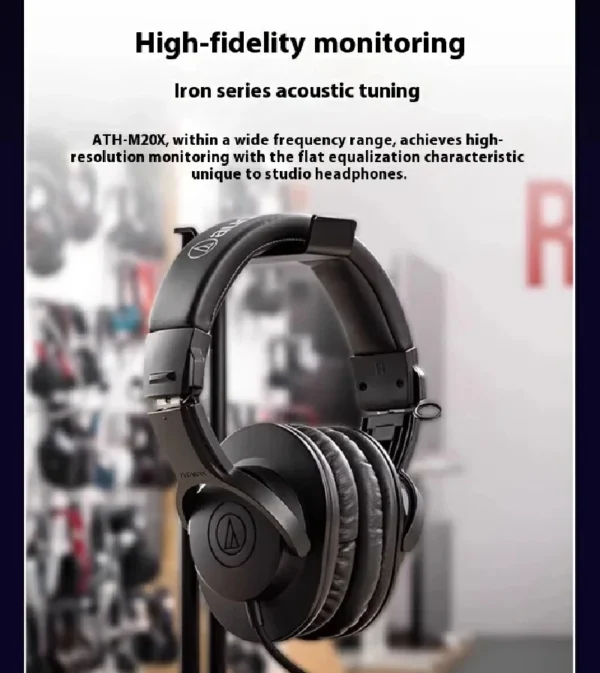 S647ebe93176a4bf69450c12ff945c0bav.webp Audio-Technica ATH-M20X Closed-Back Studio Monitor Headphones, 40mm Dynamic Drivers, Over-Ear Wired Headset with Noise Isolation