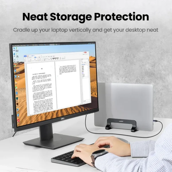 S6c760ee3497a49148ffca1d260dbd600c.webp UGREEN Vertical Laptop Stand, Aluminum Notebook Holder for MacBook Air, MacBook Pro, Tablet & Phone