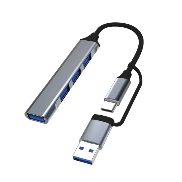 S8a3be4a53d454e3f9cccde149b696713I.webp 4-in-1 USB-C Hub, Aluminum USB 3.0 Hub with 3 USB 2.0 Ports & 1 USB-C Port, USB Splitter & Extender for Laptop, PC & Mac