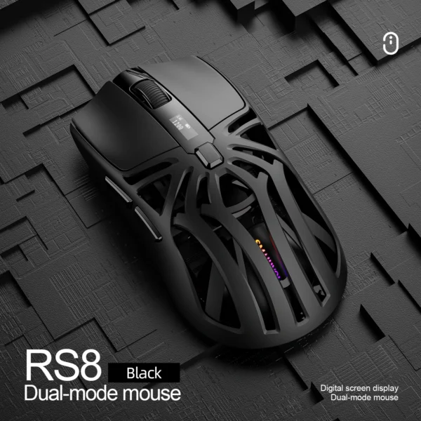 S91b907b9bfcd4dc6956984820c24bfe7W.webp SmailWolf RS8 Tri-Mode Wireless Gaming Mouse, Bluetooth & 2.4GHz Connectivity, Lightweight Design, 10,000 DPI & 1KHz Polling Rate for PC
