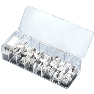 Desktop Cable Organizer Box, Dustproof Cable Storage Box for USB Charging Cables, Data Cables & Power Cords