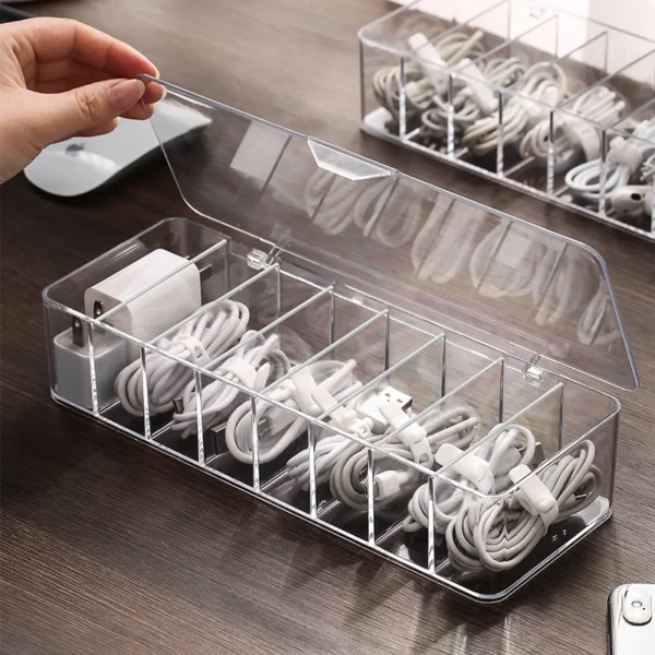 Sc2a77c2161da4526a8755227b545de23O.webp Desktop Cable Organizer Box, Dustproof Cable Storage Box for USB Charging Cables, Data Cables & Power Cords