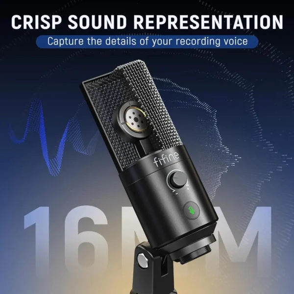 Scd4072775fc34319900b826e745f6bf6k.webp FIFINE K669PRO1 USB Condenser Microphone with Pop Filter, Tap-to-Mute, Volume Control for PC, Recording, YouTube & Streaming