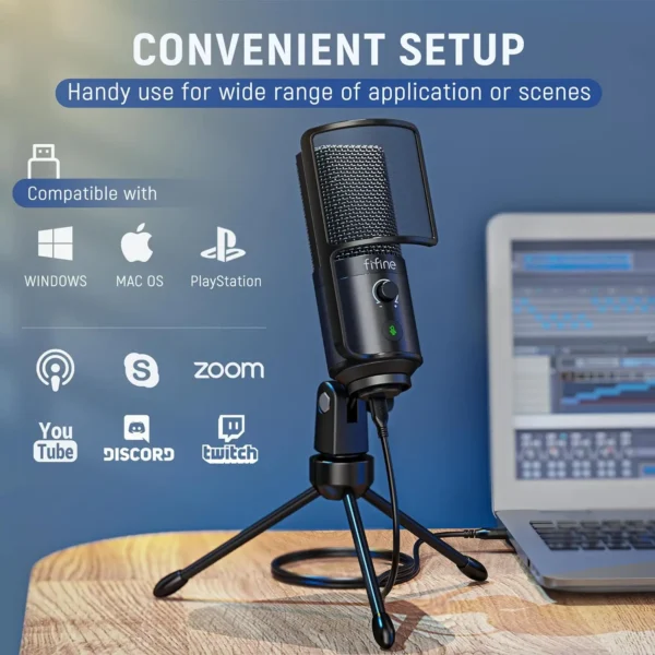 Sf2e3c78146e644ba81383d7873bc6a1eW.webp FIFINE K669PRO1 USB Condenser Microphone with Pop Filter, Tap-to-Mute, Volume Control for PC, Recording, YouTube & Streaming