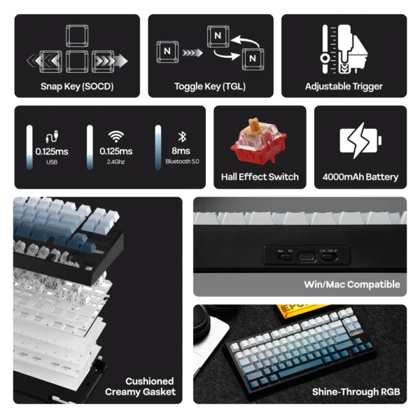 Sf8f9a1c242e145b5a8e00e2ed4611be22.webp EPOMAKER G84 HE 75% Hall Effect Magnetic Gaming Keyboard, Tri-Mode Wired/Bluetooth/2.4GHz, 8K Polling Rate & 8000mAh Battery